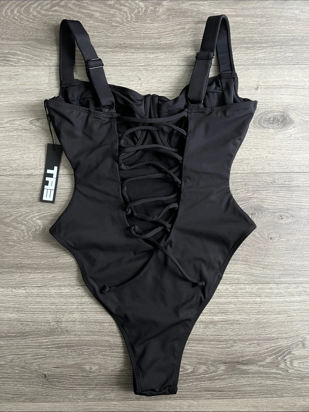 TA3 High Cut Lifty One Piece Swimsuit Small Regular F/G Cup Black Shapewear NWT